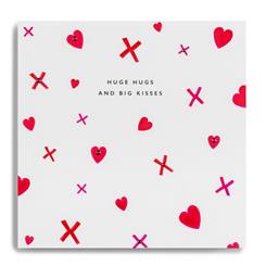 Huge Hugs &amp; Big Kisses - Hearts and kisses Card