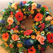 Orange &amp; Blue Autumn Wreath