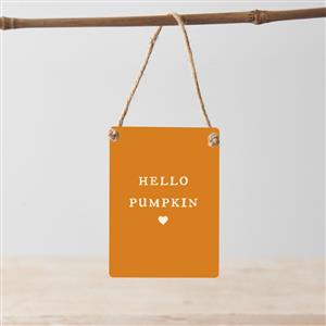 Hello Pumpkin Mini Metal Sign 