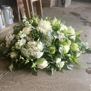 White Hydrangea Casket Spray