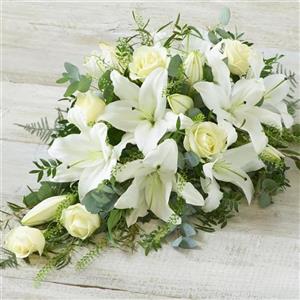 White Rose and Lily Teardrop Spray