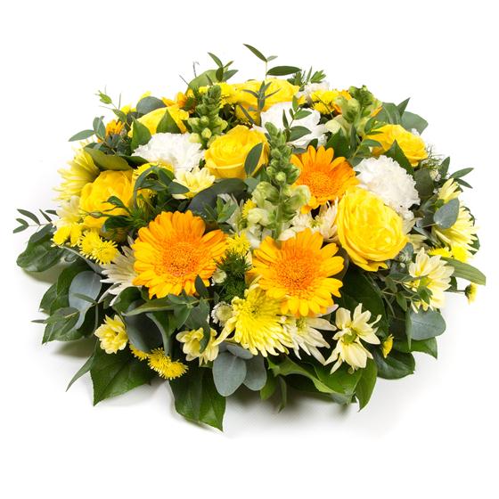 Gold & White Posy Pad Funeral Flowers Doncaster