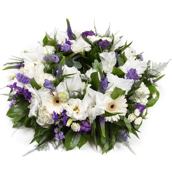 Purple & White Wreath Funeral Flowers Doncaster